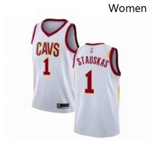 Womens Cleveland Cavaliers 1 Nik Stauskas Authentic White Basketball Jersey Association Edition